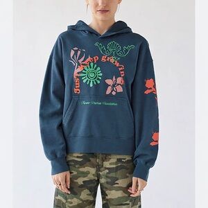 Streetcore Urban Boho Revival Hoodie Sweatshirt EUC Sz M 100% Cotton Floral